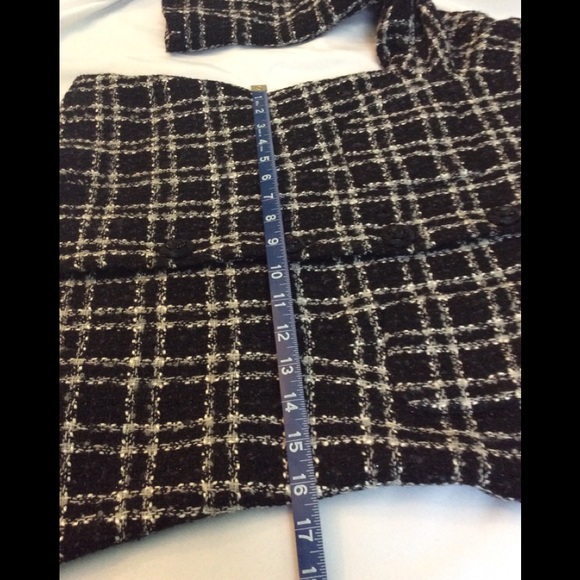 Cute Black & White Wool Blend Plaid Jacket Size 4 - Picture 14 of 16